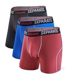 [Separatec]ロング ボクサーパンツ 陰嚢分離 前開き 吸汗 速乾 スポーツ 蒸れない メンズ 下着 ボクサー 3枚セット S(USサイズ)-日本サイズM相当 X22020