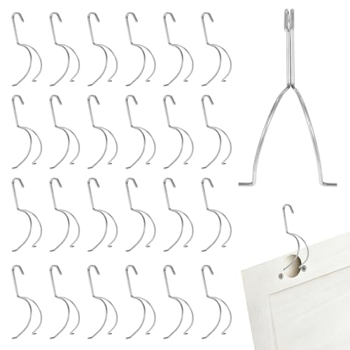 Zoketriton 25 Pack Cabinet Door Painting Hangers Stainless Steel No-Drill Metal Painting Hanging Hooks Cabinet Door Brackets Easy to Apply Spray Drying Rack Clips for Wood Working Tools Accessories by Zoketriton - Used condition - US$17.10