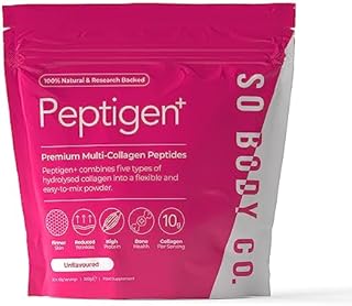 SoBodyCo Premium Collagen Supplement, Unique 5 Types of Collagen Powder, 300000mg, Collagen Peptides, Collagen Supplements for Women, Multi-Collagen, 30 Days Supply, Peptigen