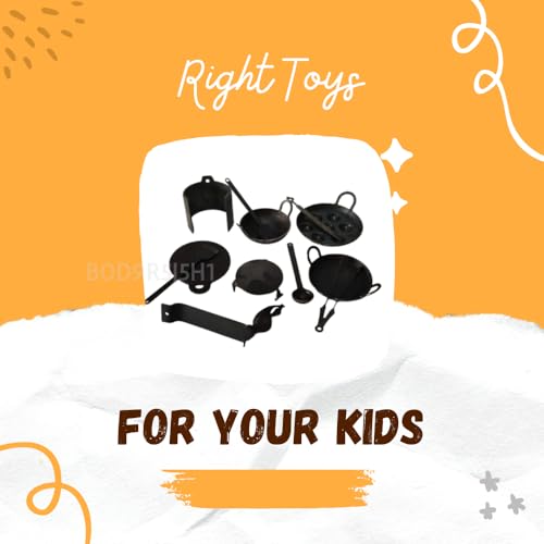 Image of Iron Miniature Kitchen Set for Real Cooking | Mini Choppu Saman Toys for Girls /Boys | Safe Cooking Set for Kids | Vintage Product | 12-Piece Kids Kitchen Set for Girls