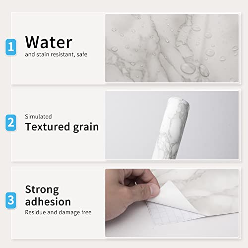 Art3D 120"X15.8" Self-Adhesive Wallpaper, Peel And Stick Grey Marble Paper, Matt #TOP1