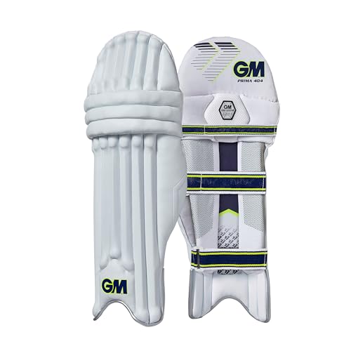 Gunn & Moore GM Cricket Batting Pads | Prima 404 | Traditional Cotton & Cane | Adult Right Handed - 18" | Approx Weight 2.24 kg | White | 1 Pair