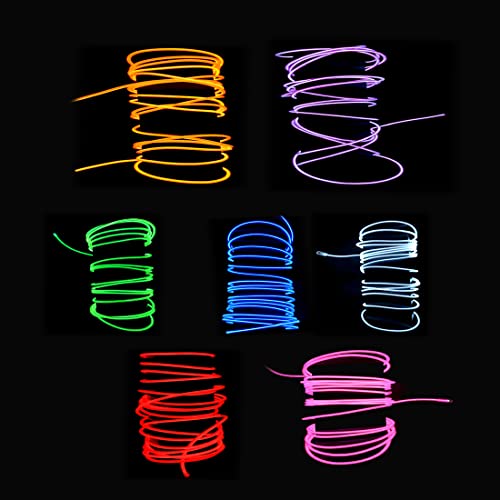 Image of dobestyou 7-Pack EL Wire, 16.4Ft Neon Glow Electroluminescent Wire (Red /Blue /Purple /Orange /Green /Pink /White), Perfect for DIY Designs and Various Holiday & Party Decorations