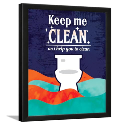 Image of Chaka Chaundh - bathroom poster - bath posters with frame - bathroom quotes framed posterss - bath etiquette poster - bathrooms rules posters - (14 X 11 inches) (Keep me clean - Multi)