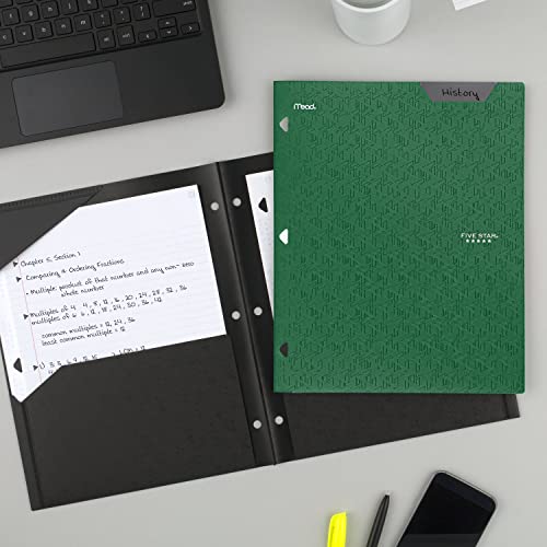Five Star 2-Pocket Folder, Plastic Folder With Stay-Put Tabs And Prong Fasteners, Fits 3-Ring Binder, Holds 8-1/2" X 11" Paper, Writable Label, Green (72111) #TOP7