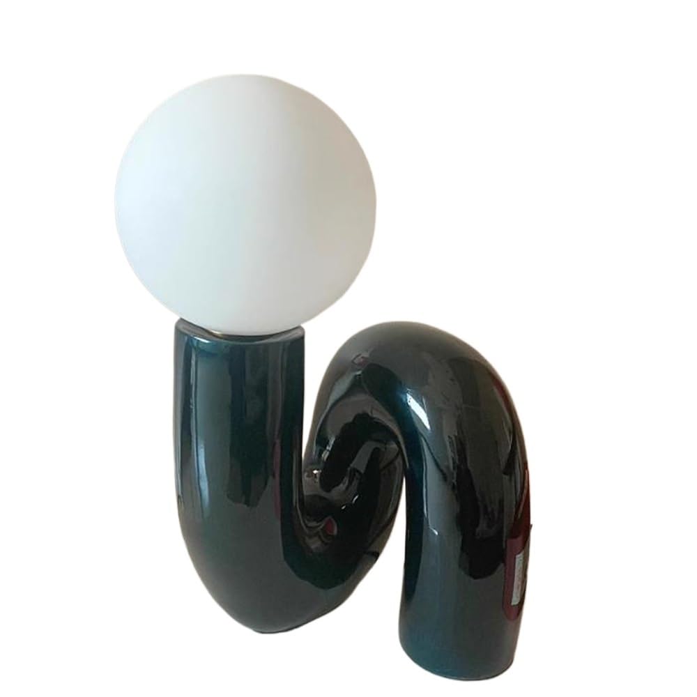 Z4T8M2K6G5 Bedside Lamp Modern Resin Desk Lamp Colored Bedside Glass Creative Bedroom Living Room Decoration Ornaments(Green)