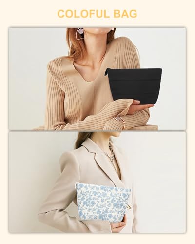 Travel Cosmetic Bag for Purse, Portable Small Makeup Pouch Organizer with Accessories, Traveling Compact Car Bag for Essentials with Compartments, Compact Toiletry Bag for Trip, Office, Home - Black 6