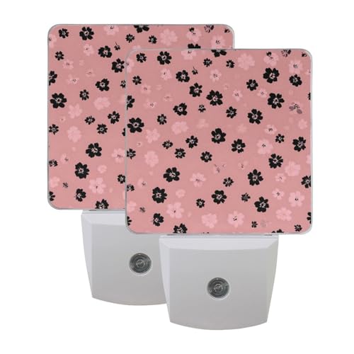 Lámpara nocturna LED sensor con flores color rosa vibrante