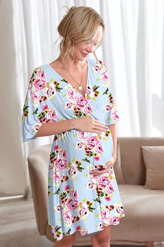 image for Ekouaer 3 in 1 Labor/Delivery/Hospital Gown Maternity Dress Nursing Ni