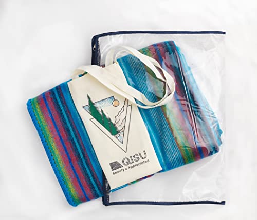 Image of QISU Alpaca Wool Blanket Throw | Large, Beautiful, Warm, Variegated | 85 x 65 inches | Ultra-Soft, Hypoallergenic and Breathable | Non-Itchy or Scratchy Fabric (Blue Variegated)