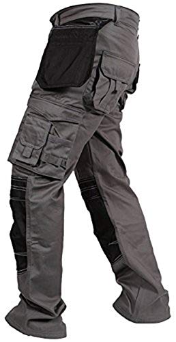 Newfacelook Mens Work Pants Construction Reliable Utility Work Heavy Duty Workwear Trousers Durable Carpenter Pants For Men Grey #TOP3