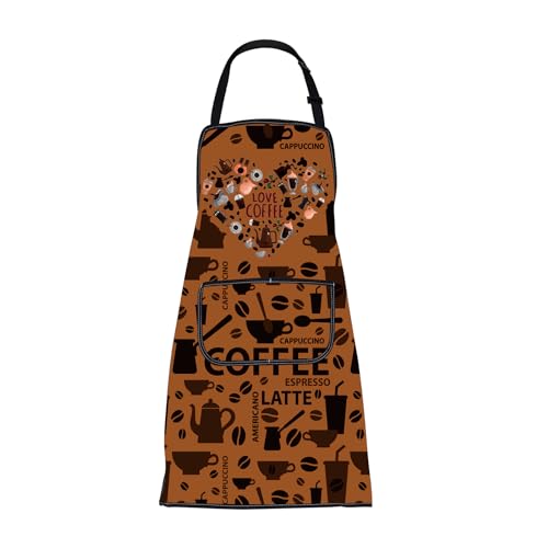 ENSIANTH Barista Apron with Pockets Funny Coffee Aprons for Coffee Lover Gifts Barista Cooking Kitchen Apron Coffee Themed Apron (love coffee)