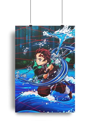 Image of ANIME CREATION | Tanjiro Kamado Poster | Water Breathing Tanjiro | Demon Slayer Anime Poster | Home Wall Art Decor Poster | Premium 350GSM Matte Finish Paper (A4 (29.7 x 21cm), Tanjiro Kamado)