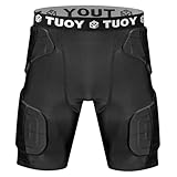 Men's Padded Football Girdle Compression 5-Pads Integrated Football Pads with Hip Tail Thigh Protector for...