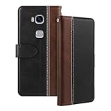 Shantime Leather Flip Case Compatible with Huawei Honor 5X Case with Card Holder RFID Blocking Magnetic Kickstand Slim Fit Business Protective Cover(Black)