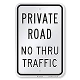 SmartSign 3M Engineer Grade Reflective Sign, Legend 'Private Road No Thru Traffic', 18' high x 12'...