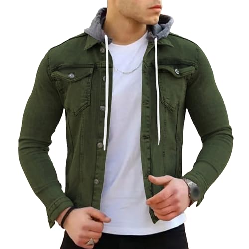 Manteau en denim coupe slim finitions soignées style camionneur militaire veste décontractée homme
