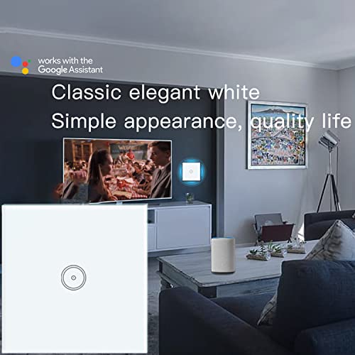 WiFi Smart Light Switch, 1 Gang Touch Wall Switch, Compatible with Amazon Alexa/Google Home, APP Remote/Voice Control, Timer, Neutral Wire Required, White - Image 4