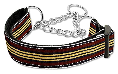 Mirage Pet Products Martingale Preppy Stripes Nylon Ribbon Collars, Large, Orange/Khaki #TOP3