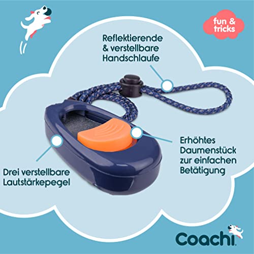 Coachi Multi-Clicker, Hundezubehör, Lautstärkeregler mit 3 Stufen, leicht zu benutzen, verstellbare Handschlaufe, Hundeclicker, zum Hundetraining, auch für geräuschempfindliche Hunde und Welpen.