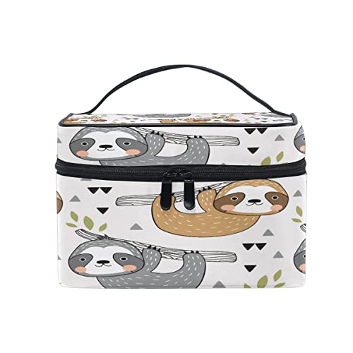 Bolsa de maquillaje, bonito perezoso bebé en rama, almacenamiento de artículos de tocador de gran tamaño, con asa de viaje, compartimentos personalizados para adolescentes, niñas, mujeres, damas,