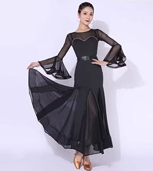 Amazon.co.jp: 社交ダンスドレス モダンダンス衣装 リボン付き