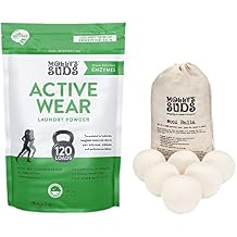Mollys Suds Activewear Laundry Detergent 120 Loads & XL Wool Dryer Balls White Bundle