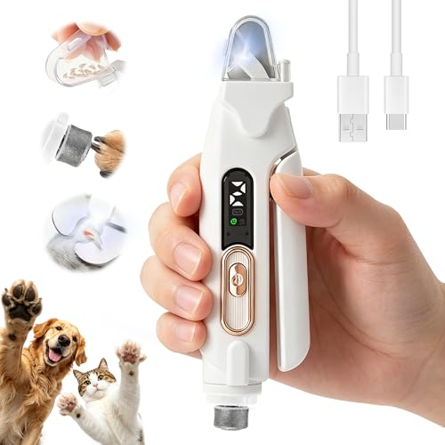 2-in-1 Quiet Electric Pet Nail Clipper & Grinder with Light for Dogs Cats