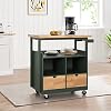Sophia William Kitchen Island Cart on Wheels Rolling Kitchen Trolley with Open Shelves Storage Drawers Rubber Wood Tabletop and Towel Rack