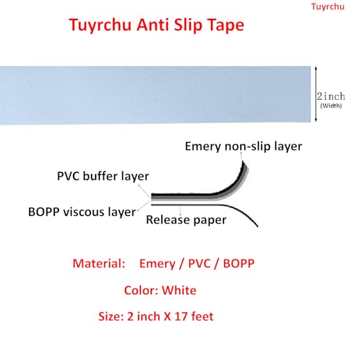 Image of Anti Slip Tape 2 Inch Wide, Waterproof Grip Adhesive Heavy Duty High Traction Friction for Indoor /Outdoor Steps (17 Ft /White).