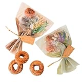 プチギフト 花束 ドーナツ 1個 取り混ぜ ミモザ・ラベンダー ブーケ 卒業 卒園 退職 お菓子 個包装 配る 業務用 メッセージ シール 産休 育休 結婚式 ココサブ (ミモザ・ラベンダー1個)