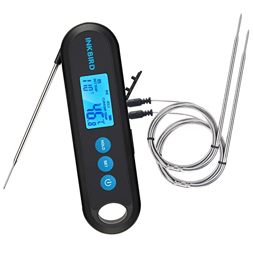 Inkbird Fleischthermometer Bluetooth IHT-2PB, USB Wiederaufladbar Bratenthermometer mit 2 Externe Sonde , Magnetisch Kochthermometer Küchenthermometer zum Grillen, Kochen, Backen & Babynahrung