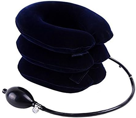 Neck Traction Ohuhu Neck Cervical Traction Collar Device for Neck Shoulder Back Head Pain Relief Inflatable Spine Alignment Pillow, Dark Blue Father's Day Gift