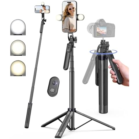 Yeaki 71" Phone Tripod,Tripod for iPhone with Fill Light and Rechargeable Remote,Aluminum Selfie Stick Phone Stand Compatible with Cell Phone/Camera/Ring Light/DJI/GoPro Cover