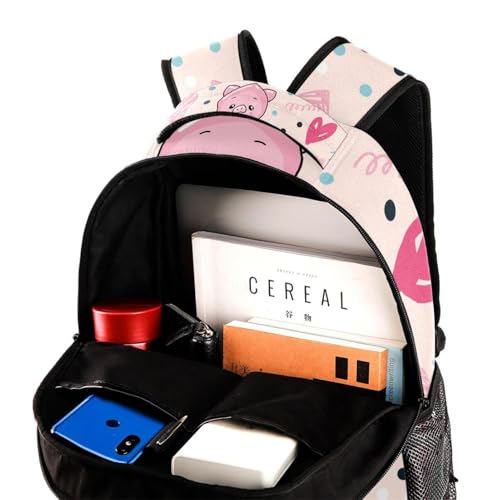 Sac à dos cochon avec cœur à pois multicolore, cadeau idéal pour ado - 4