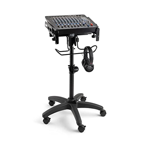 OnStage MIX-400 V2 Mobile Mixer Stand: Rolling platform for mixers, laptops, controllers. Height adjustable (28"-38"), rackmount compatible, headphone hanger. Portable, black finish. by OnStage - Image 3