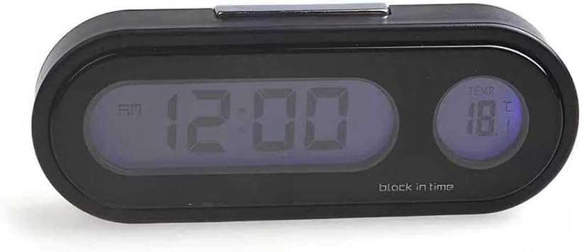 Car Clock, LED Luminous Dashboard Digital Clock, Angle-Adjustable Dual Screen Display for 12/24 Hours Switching Time & Temp, Self-Adhesive Mini Parts for Car & Home Black