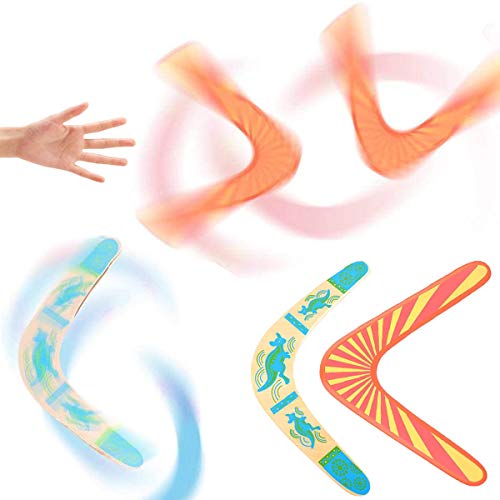 Guador Bumerang aus Holz, 2 stücke V Form Klassische Neue Hölzerner Bumerang Handarbeit gemachter Fliegen-Bumerang Kinder Outdoor Spielzeug für Spielgeräte(Zwei Stile)