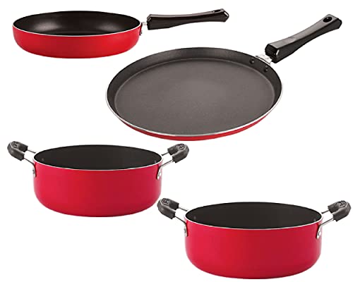 Nirlon Kitchen Pots & Pans Premium Quality Non Stick Cookware Set of 4 Pieces (FT13_FP10_CS22_CS24)