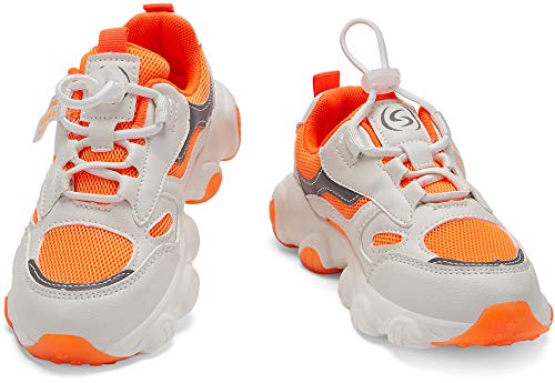 Santiro Little Boys Sneakers Breathable Kids Girls Athletic Shoes Fashion No Tie Orange Size 2 #TOP2