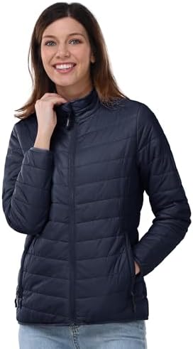 Outdoor Ventures Damen Steppjacke Packbare Leichte Warme Pufferjacke | Wasserabweisend, Gefüttert, Weich, 3 Taschen, Maschinenwäsche, Puffer Jacke, Übergangsjacke, für Wandern Reis