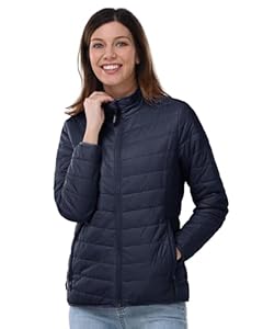 Outdoor Ventures Damen Steppjacke Leichte Warme Packbare Übergangsjacke Puffer Jacke für Frauen Gefüttert Weiche Steppmantel Quilted Coat für Freizeit Wandern Reisen Outdoor Dunkelblau M