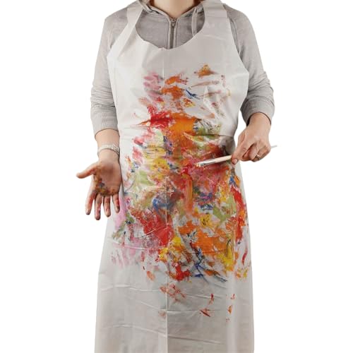 5 Stück Einweg-Schürzen für Erwachsene und Jugendliche, wasserdicht aus transparentem Kunststoff zum Kochen, Servieren, Malen, Friseur, Küche, Krankenhaus, Arbeitskittel, Lebensmittel