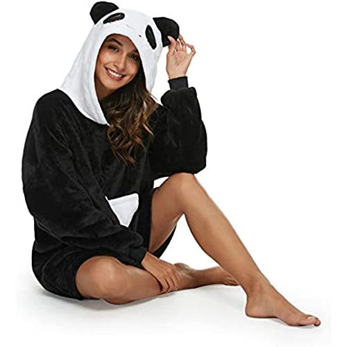 Foto von LATH.PIN Panda Decken-Hoodie Damen Flanell mit Kapuze Pullover Decke Sweatshirt Unisex Kapuzenpullis Übergroße
