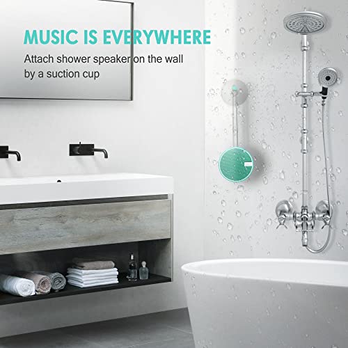 INSMY C12 IPX7 Waterproof Shower Bluetooth Speaker, Portable Small Speaker, Speakers Bluetooth Wireless Loud Clear Sound Support TF Card Suction Cup for Outdoor Kayak Canoe Beach Gift (Mint) - Thumbnail 5