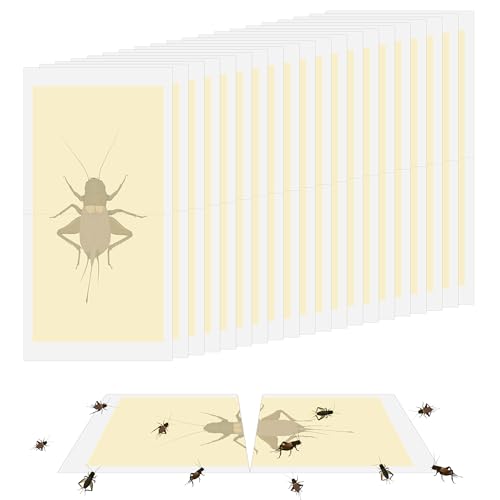 Qualirey Giant Cricket Glue Traps 20Pcs(Tear Into 40Pcs), Non Toxic Adhesive Cricket Catcher Indoor...