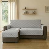 INTRECCI Copridivano 3 Posti con Penisola, Copridivano con Braccioli, Penisola Destra e Sinistra, Telo Angolare, Impermeabile, Protegge da Macchie, Facile da Lavare. Colore: Grigio Chiaro