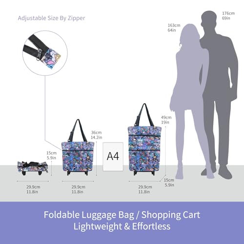 Folding Shopping Bag with Wheels, Small Rolling Folding Grocery Cart on Wheels, Collapsible Wheeled Portable Rolling Tote Bag for Groceries Shopping Cart by EmHangzz - Used condition - Image 5