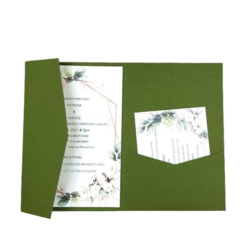 Invitaciones de boda con bolsillo tríptico multicolor personalizables en pack de 50 unidades
