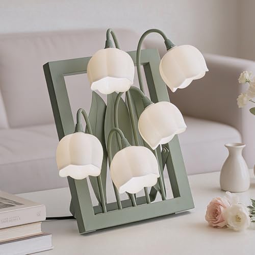 Flower Lamp,Bedside Vintage Table Lamps,5 Lily of The Valley Night